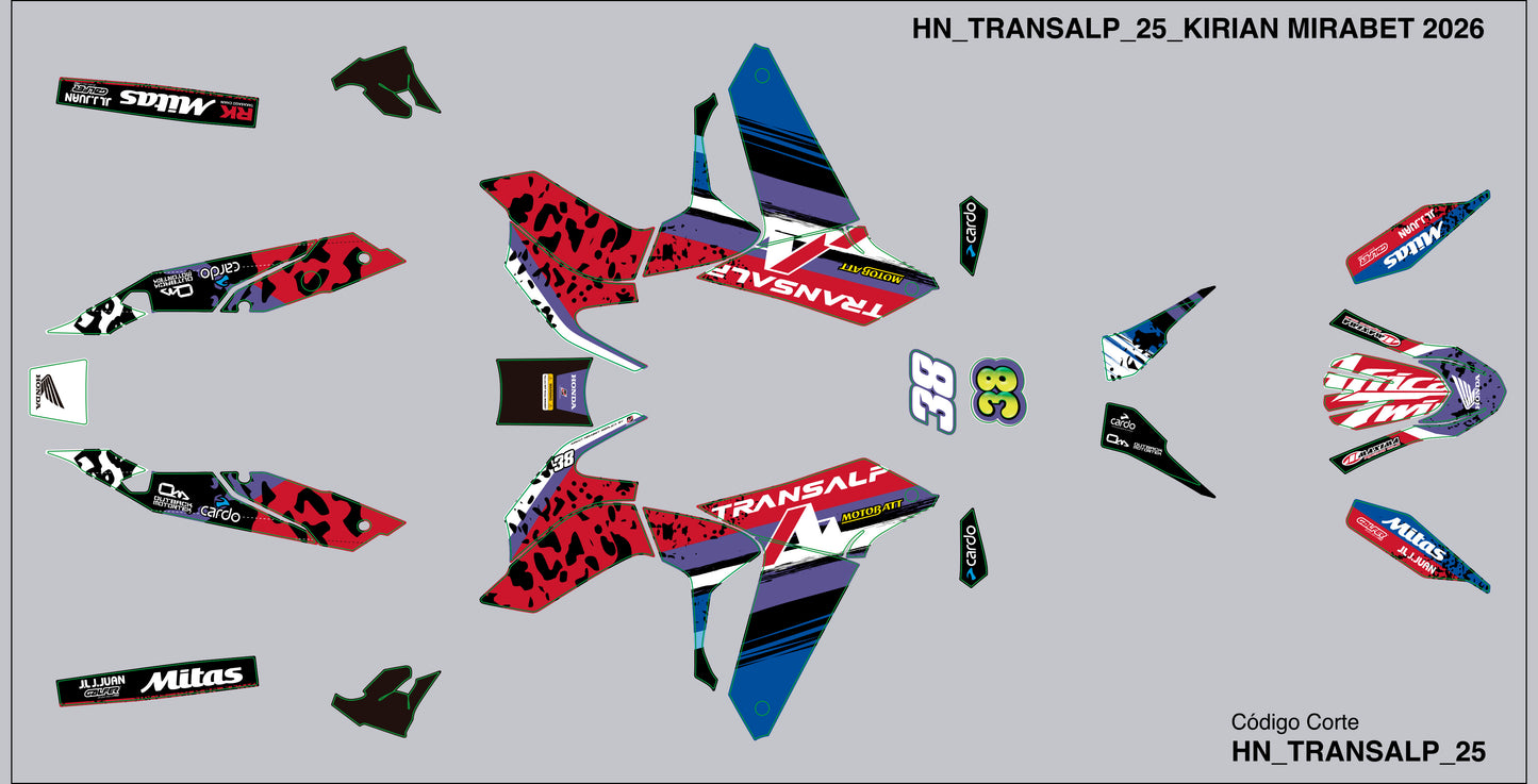 Kit adhesivos Honda Transalp 750 2025–2026 – Replica Kirian Mirabet - Unitransfer Marking Systems, S.L.