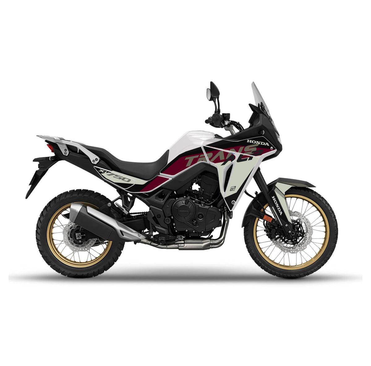 Honda Transalp 750 Vintage Bordeaux — base blanca