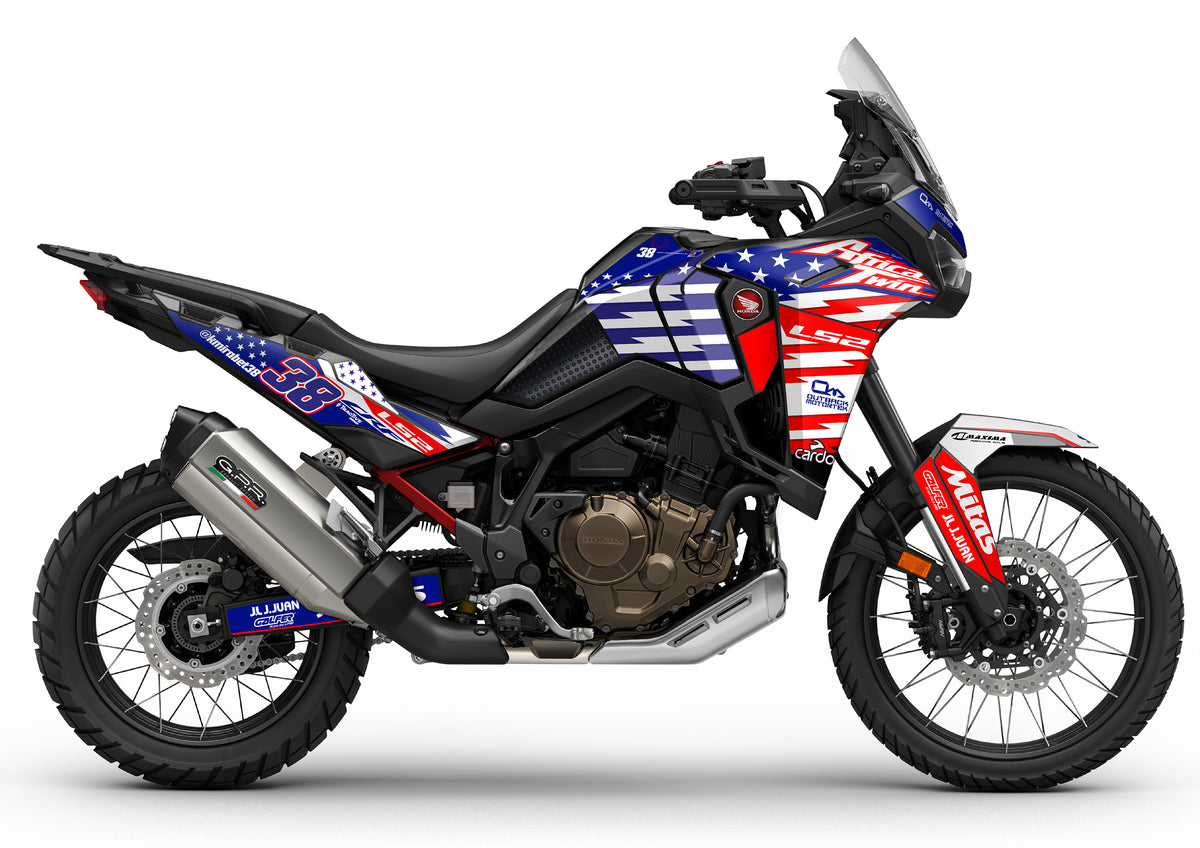 Kit Adhesivos Honda Africa Twin CRF 1100(24-25) Kirian Mirabet 2024 USA EDITION - Unitransfer Marking Systems, S.L.