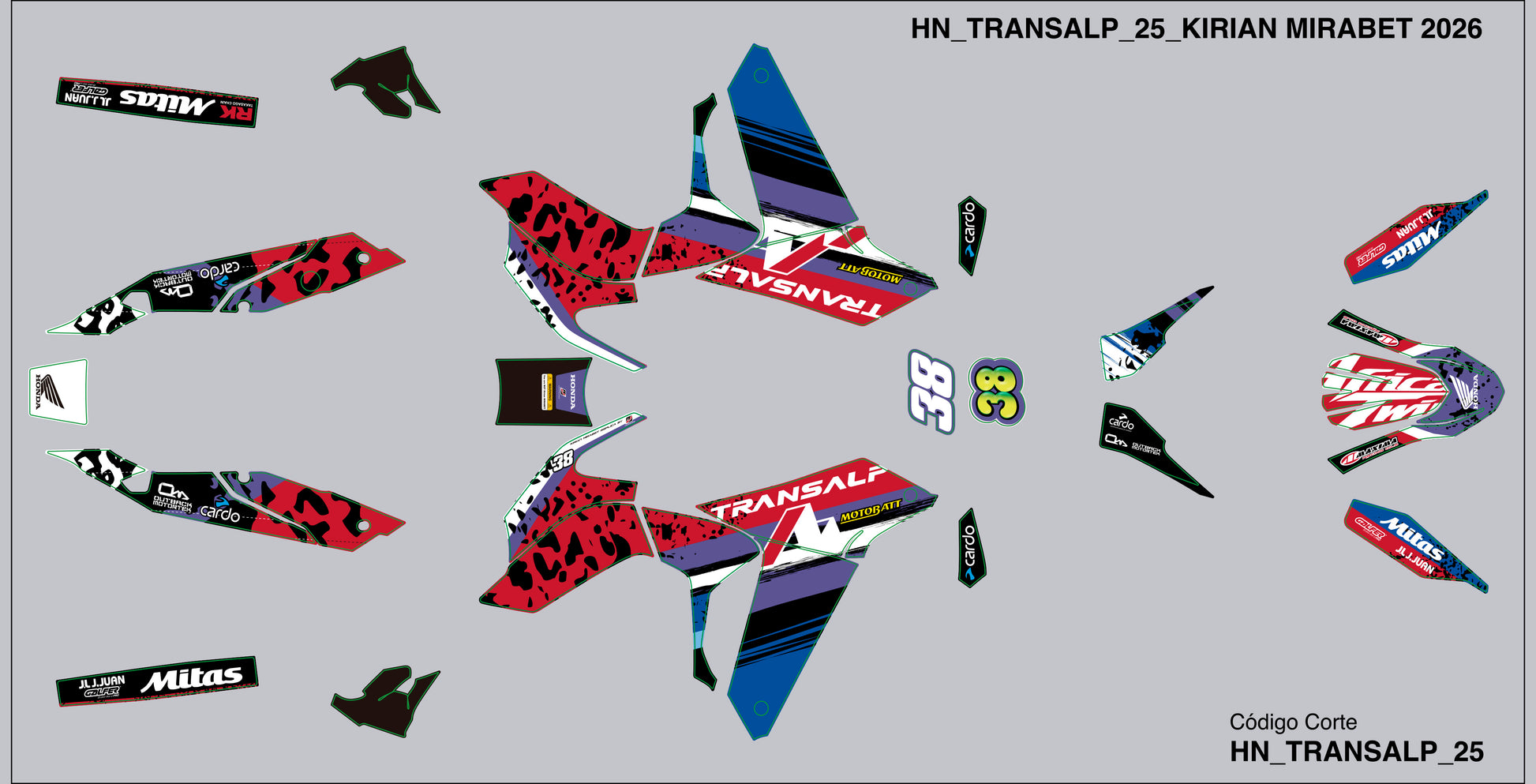 Kit adhesivos Honda Transalp 750 2025–2026 – Replica Kirian Mirabet - Unitransfer Marking Systems, S.L.